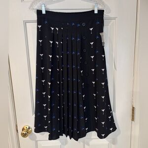 Modcloth Peated Black Skirt with Martini Print